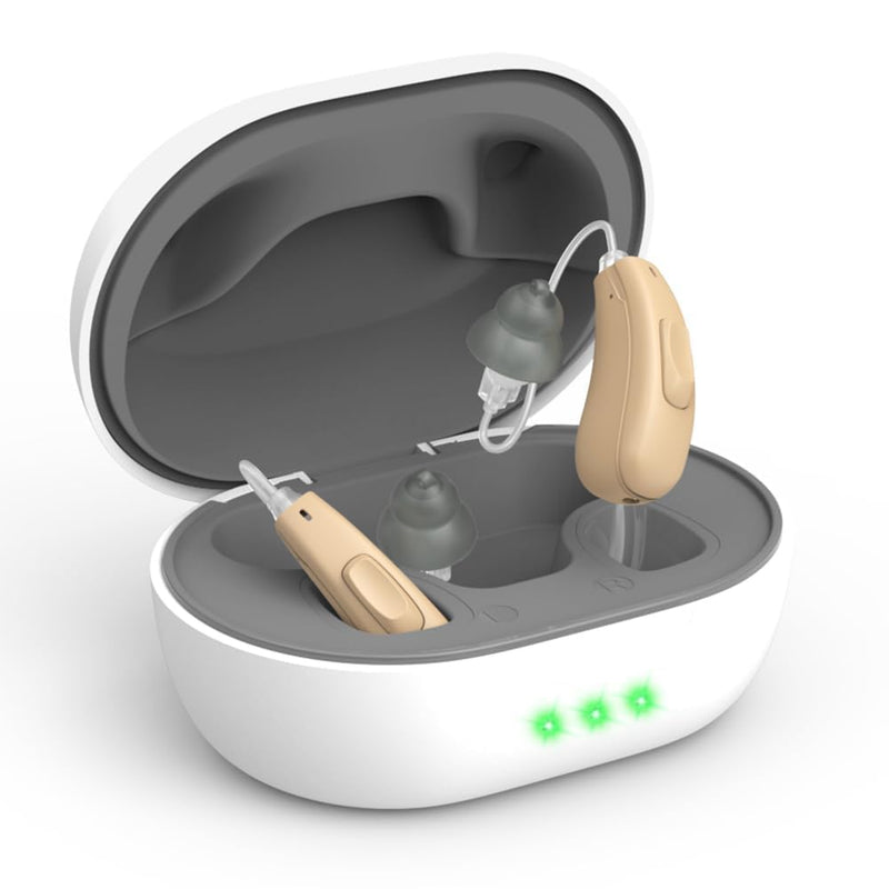 TrueSound11-Channel Rechargeable Hearing Aids for Seniors，Waterproof OTC Hearing Device with AI Noise Cancellation & Magnetic Charging Case