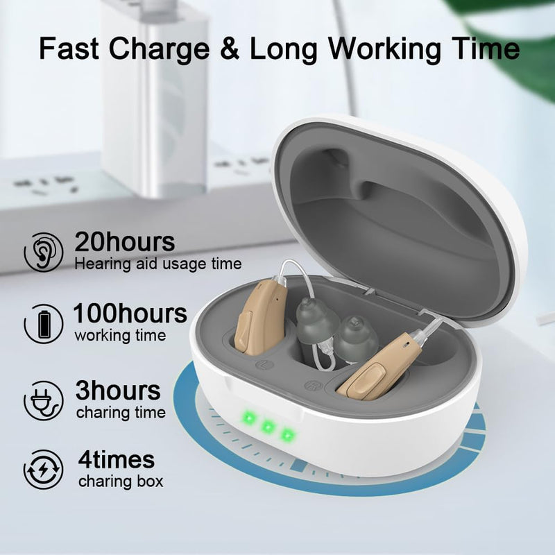 TrueSound11-Channel Rechargeable Hearing Aids for Seniors，Waterproof OTC Hearing Device with AI Noise Cancellation & Magnetic Charging Case