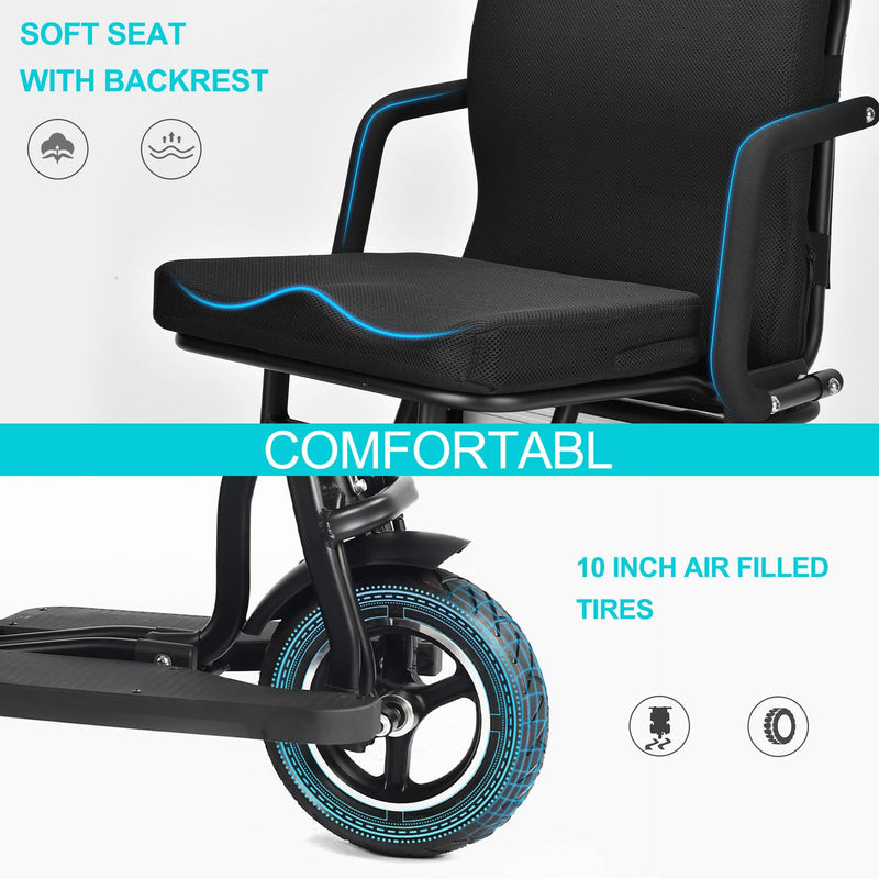 MotoTec Folding Mobility Electric Trike 48v 700w Dual Motor Lithium Black, 42x22x33 Inch, MT-FOLD-TRK-700