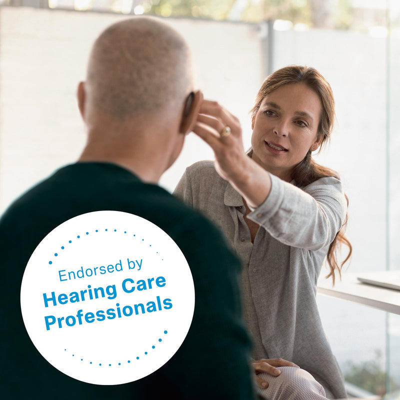 Sennheiser All-Day Clear Bluetooth Hearing Aids - OTC Hearing Aids with Bluetooth - Self-Fitting, Programmable Sound - FDA Cleared - Light Grey